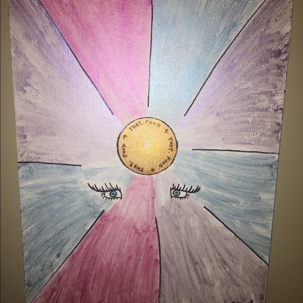 Original “food 4 thot” hippie trippy painting
